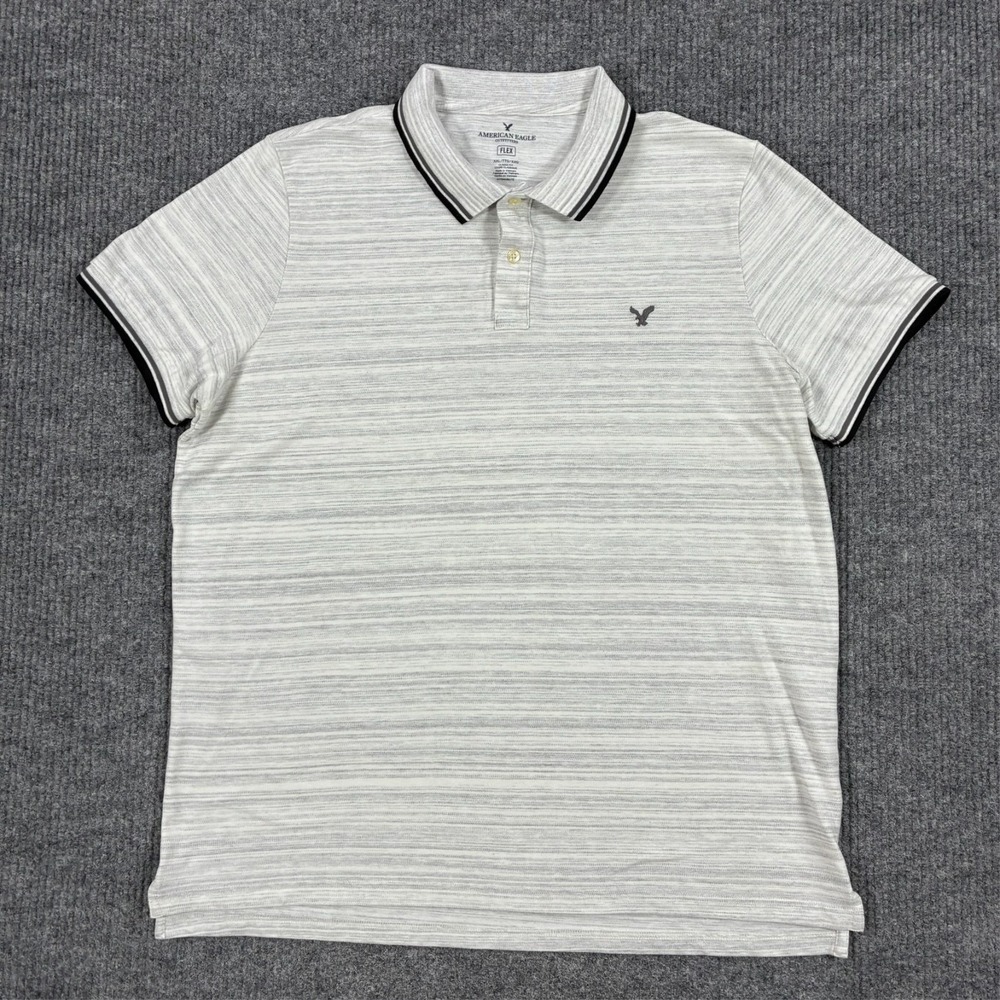 American Eagle Flex Polo Shirt Mens 2XL Gray Space Dye Short Sleeve Classic Fit